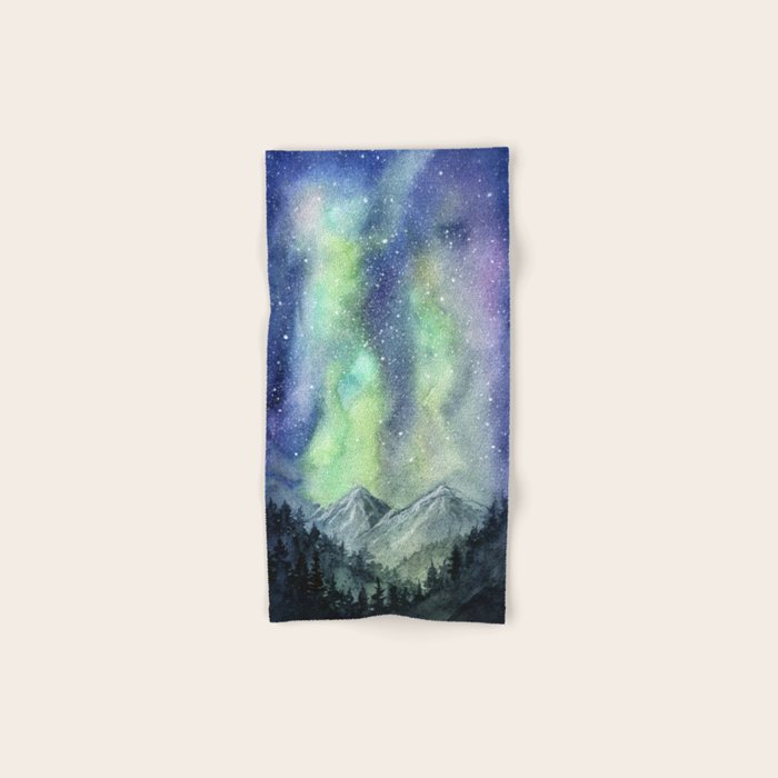 Northern Lights Magic Mountains Bath Towel Gallery Image 1
