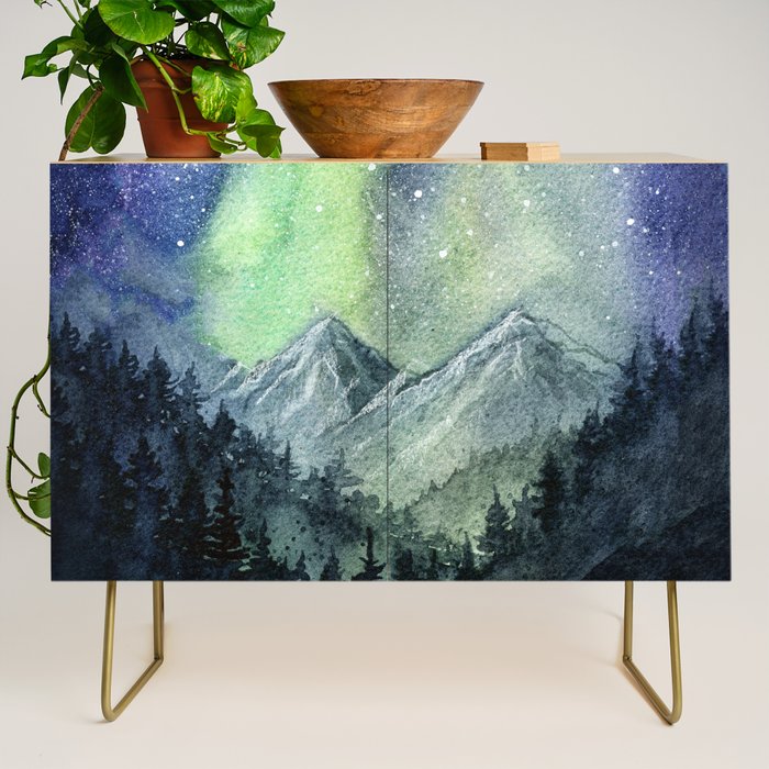 Northern Lights Magic Mountains Credenza Gallery Image 1