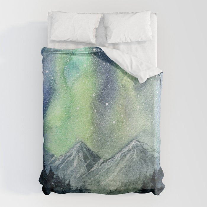 Northern Lights Magic Mountains Duvet Cover Gallery Image 6