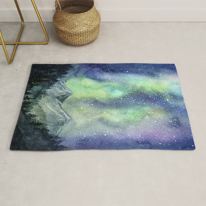 Northern Lights Magic Mountains Rug Gallery Image 1