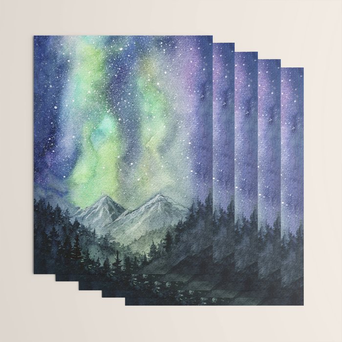 Northern Lights Magic Mountains Wrapping Paper Gallery Image 3