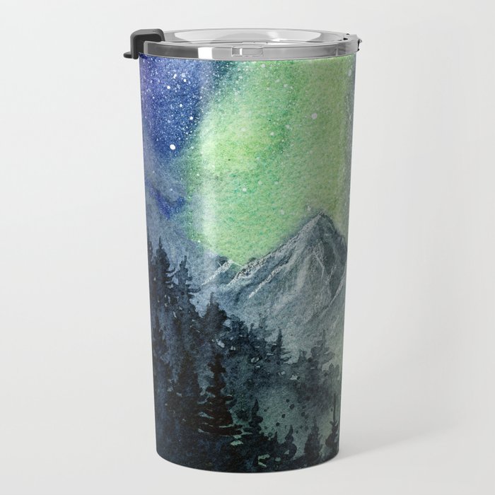 Northern Lights Magic Mountains Travel Mug Gallery Image 3