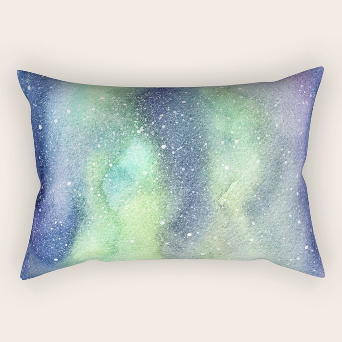Northern Lights Magic Mountains Rectangular Pillow Gallery Image 1