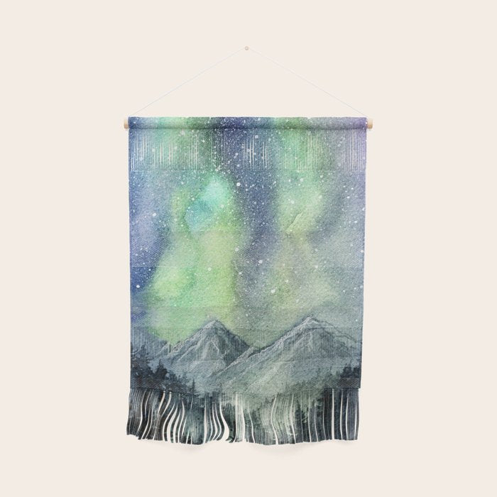 Northern Lights Magic Mountains Wall Hanging Gallery Image 1