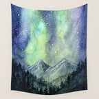Northern Lights Magic Mountains Wall Tapestry Gallery Image 4