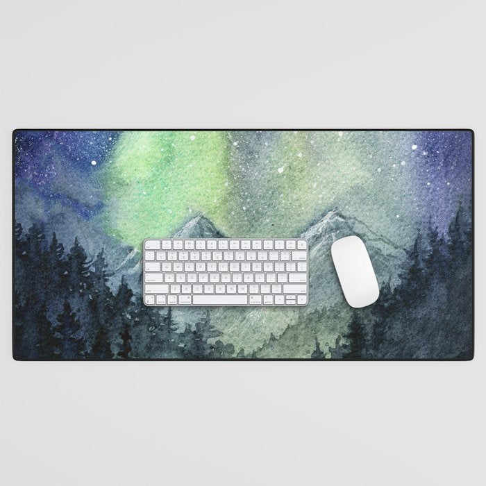 Northern Lights Magic Mountains Desk Mat Gallery Image 1