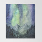 Northern Lights Magic Mountains Throw Blanket Gallery Image 2