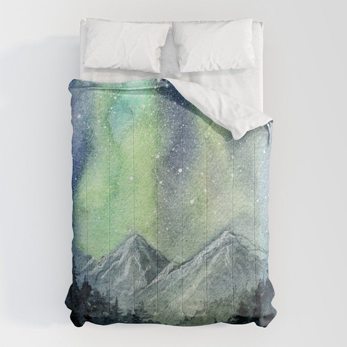 Northern Lights Magic Mountains Comforter Gallery Image 1