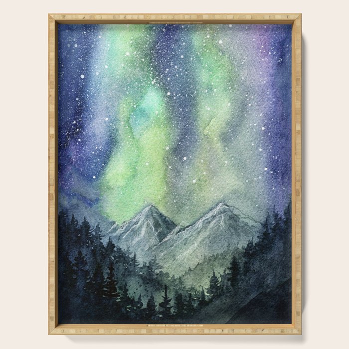 Northern Lights Magic Mountains Serving Tray Gallery Image 1