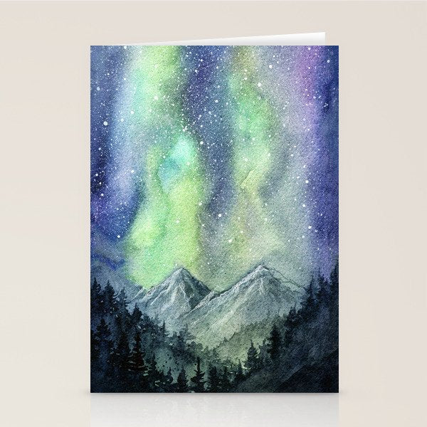 Northern Lights Magic Mountains Stationery Card Gallery Image 2