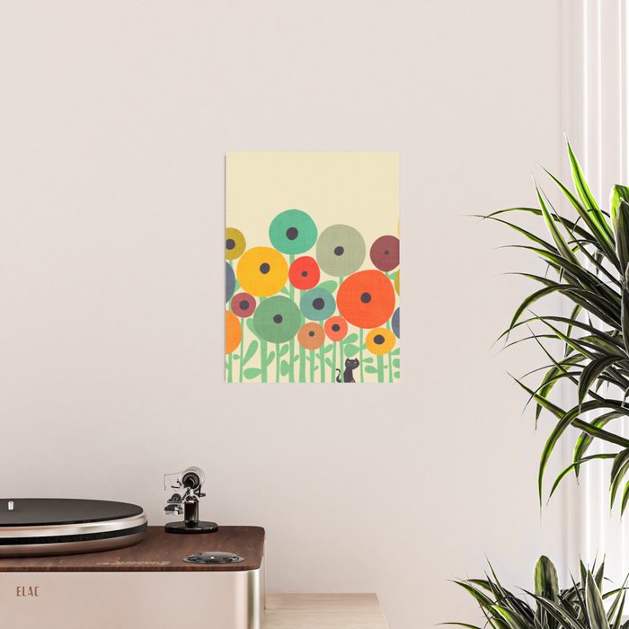 Cat in flower garden Poster Gallery Image 2