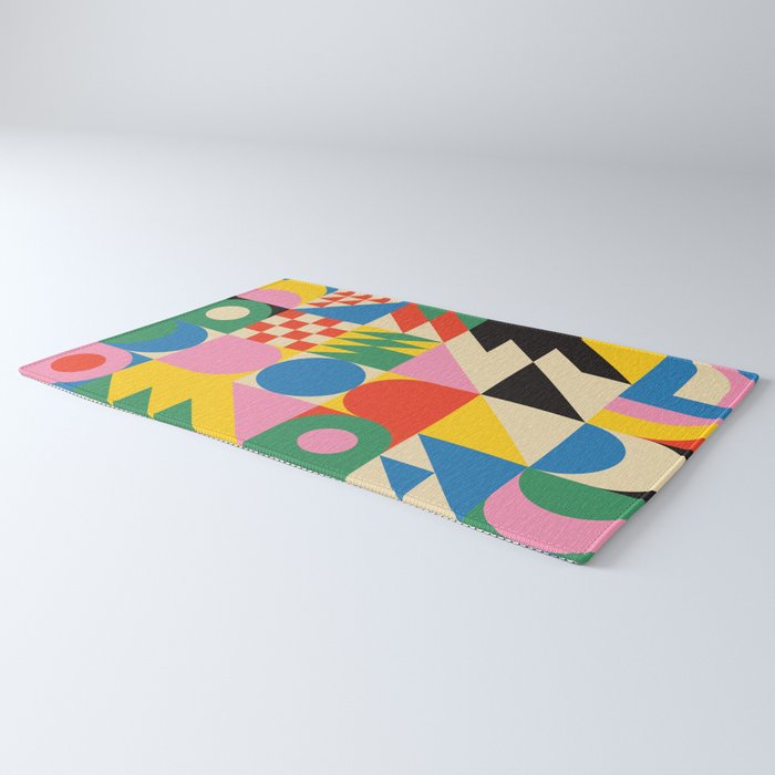 Colorful mid century retro geometric shapes  Rug Gallery Image 3