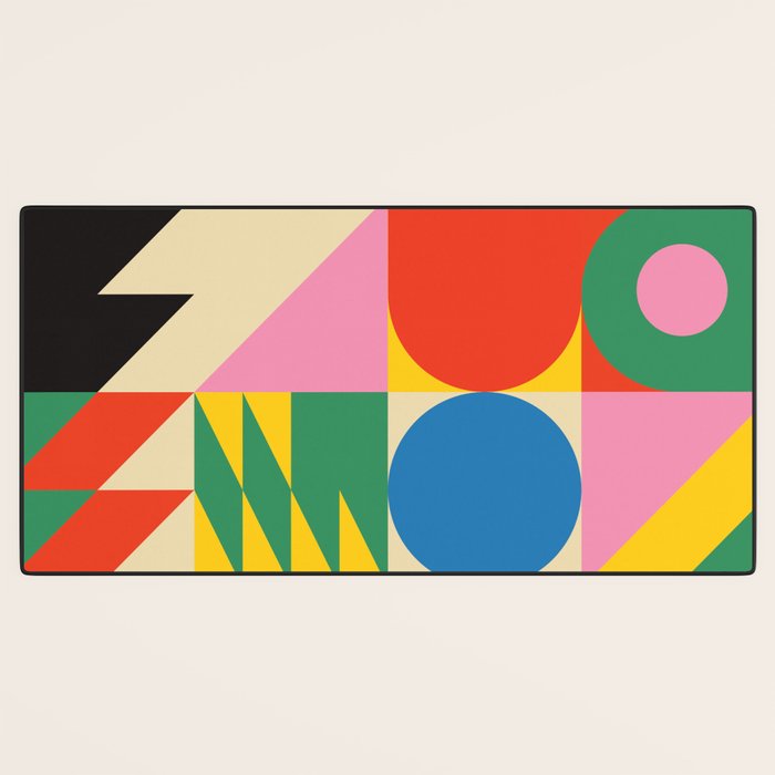 Colorful mid century retro geometric shapes  Desk Mat Gallery Image 3
