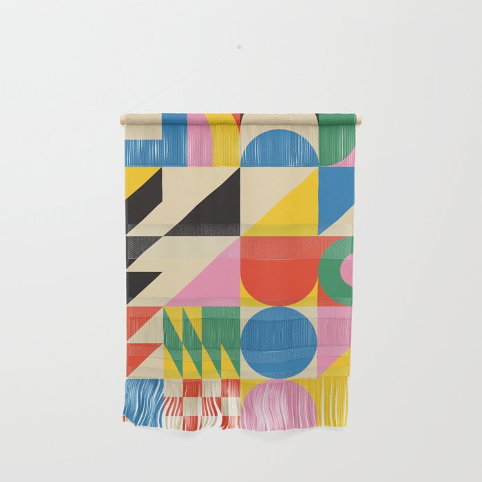 Colorful mid century retro geometric shapes  Wall Hanging Gallery Image 1