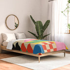 Colorful mid century retro geometric shapes  Comforter Gallery Image 2