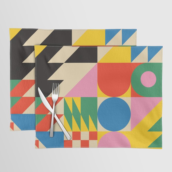 Colorful mid century retro geometric shapes  Placemat Gallery Image 1