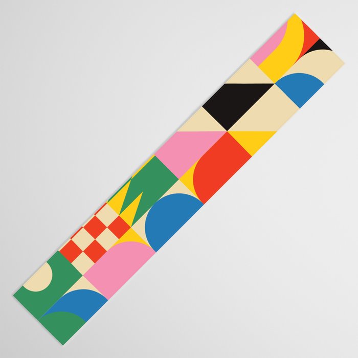 Colorful mid century retro geometric shapes  Table Runner Gallery Image 3
