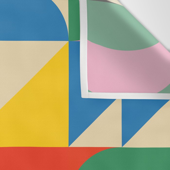 Colorful mid century retro geometric shapes  Wall Tapestry Gallery Image 3