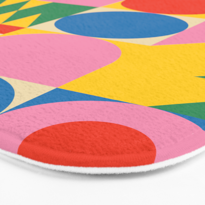 Colorful mid century retro geometric shapes  Bath Mat Gallery Image 3