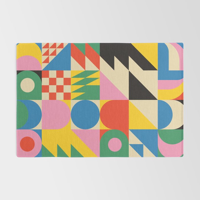 Colorful mid century retro geometric shapes  Rug Gallery Image 2