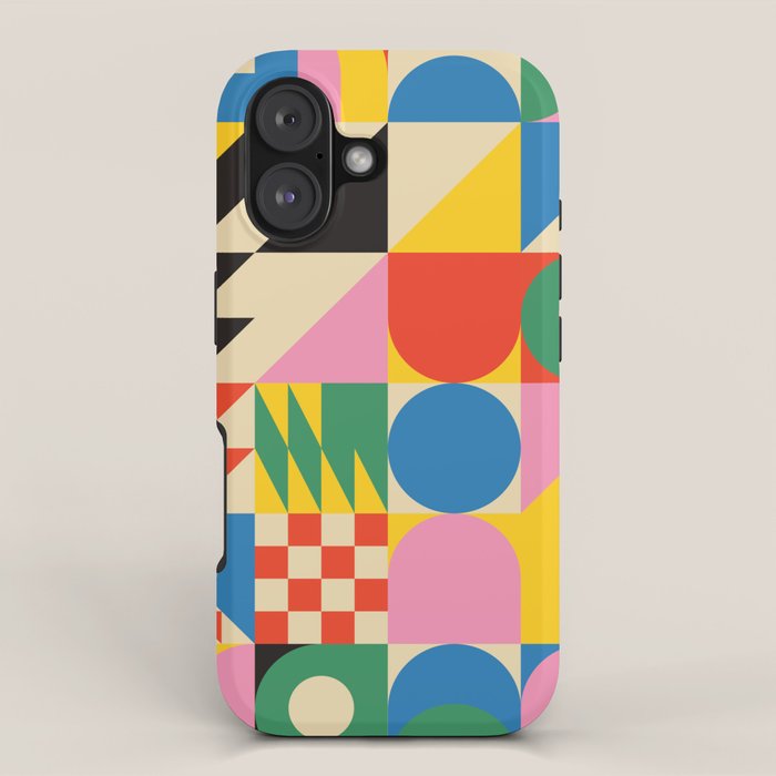Colorful mid century retro geometric shapes  iPhone Case Gallery Image 1