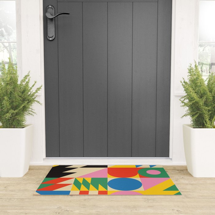 Colorful mid century retro geometric shapes  Welcome Mat Gallery Image 3