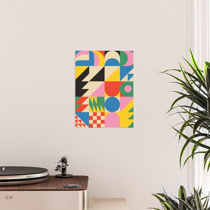 Colorful mid century retro geometric shapes  Poster Gallery Image 2