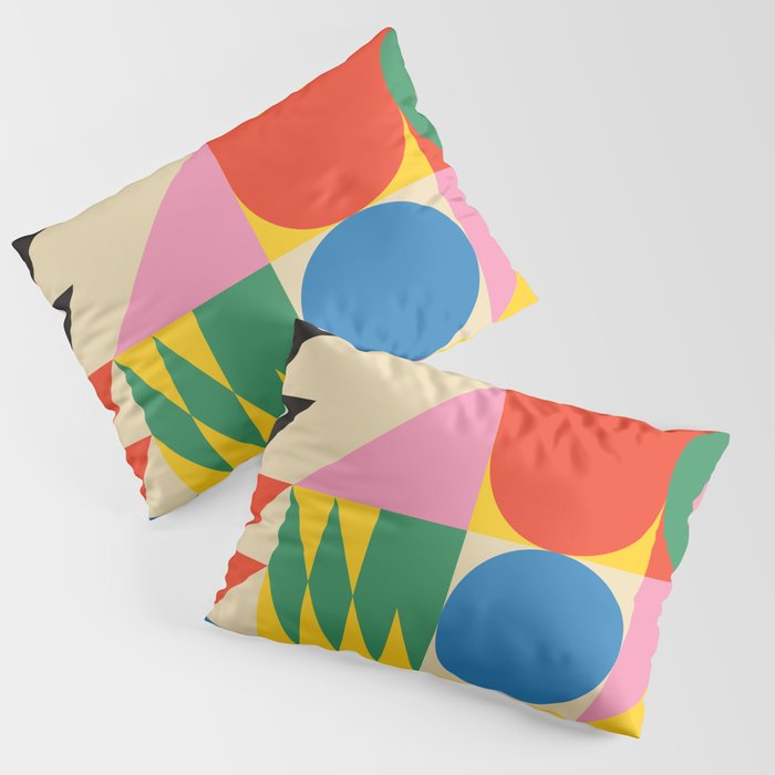 Colorful Mid Century Retro Geometric Shapes  Pillow Sham Gallery Image 3