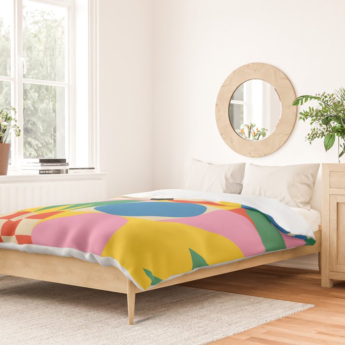 Colorful mid century retro geometric shapes  Duvet Cover Gallery Image 2
