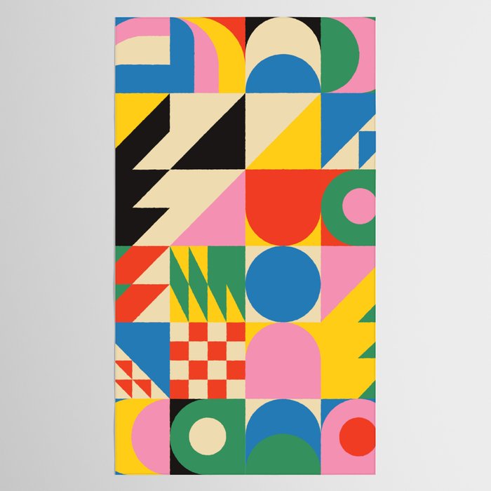 Colorful mid century retro geometric shapes  Tablecloth Gallery Image 2