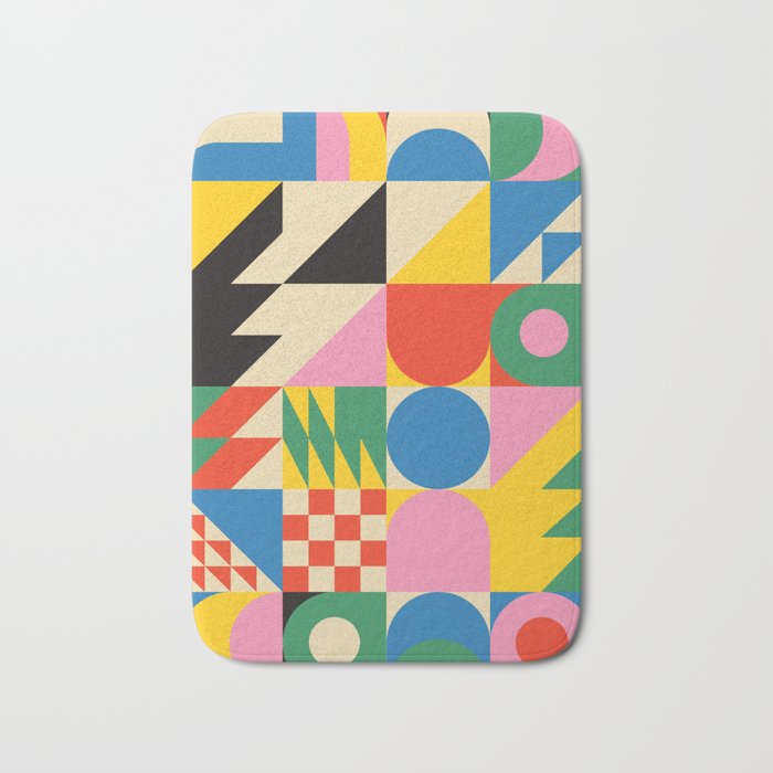 Colorful mid century retro geometric shapes  Bath Mat Gallery Image 1
