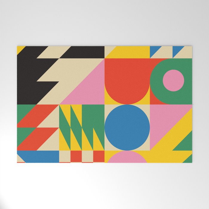 Colorful mid century retro geometric shapes  Welcome Mat Gallery Image 1