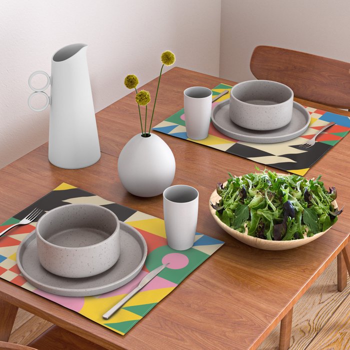 Colorful mid century retro geometric shapes  Placemat Gallery Image 2