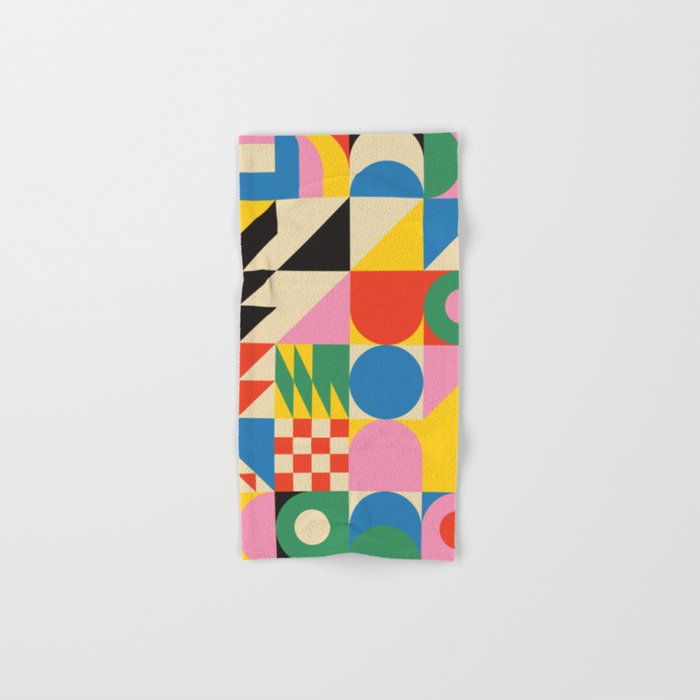 Colorful mid century retro geometric shapes  Bath Towel Gallery Image 1