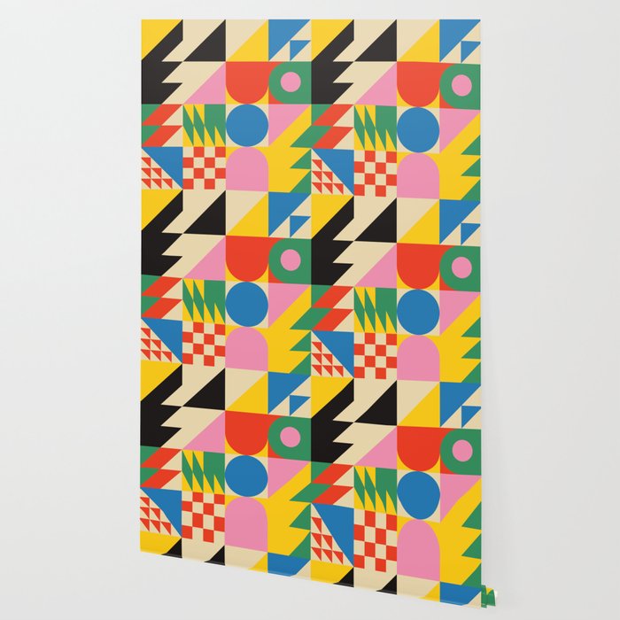 Colorful mid century retro geometric shapes  Wallpaper Gallery Image 2