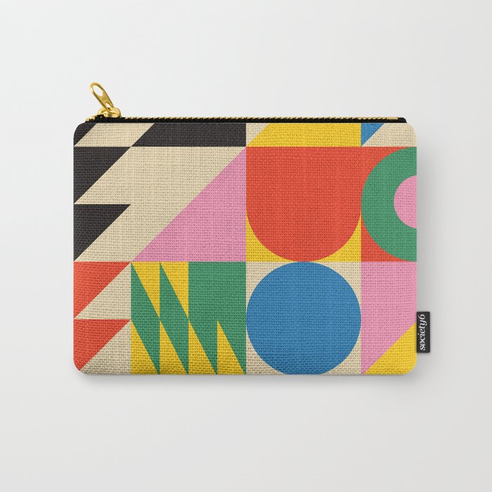 Colorful mid century retro geometric shapes  Carry All Pouch Gallery Image 1