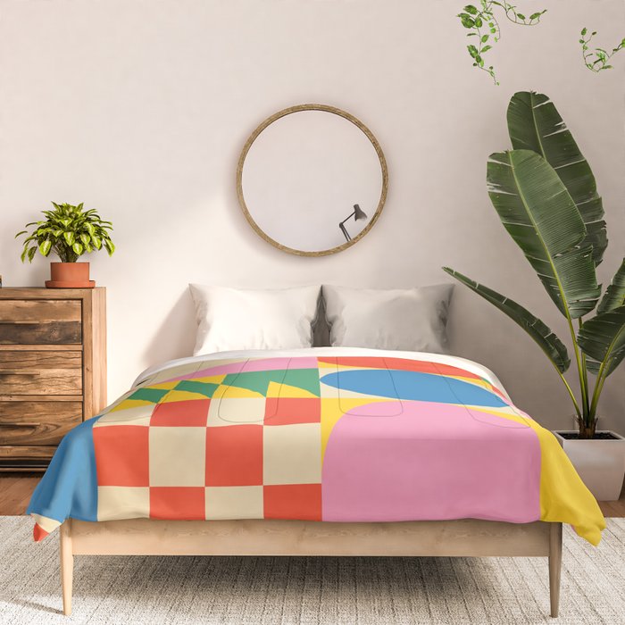 Colorful mid century retro geometric shapes  Comforter Gallery Image 3