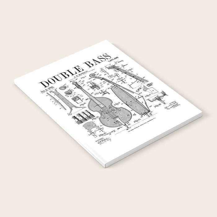 Double Bass Player Bassist Musical Instrument Vintage Patent Notebook Gallery Image 2