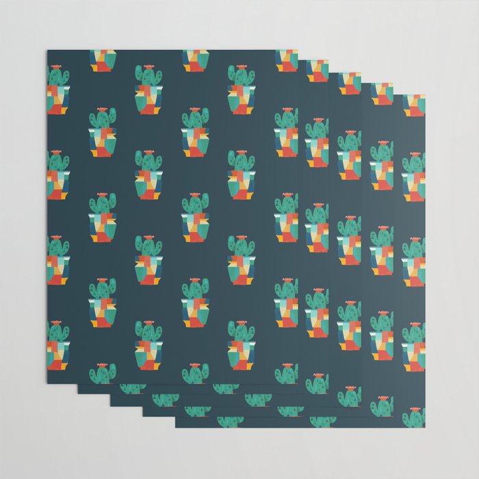 Blooming cactus in cracked pot Wrapping Paper Gallery Image 3