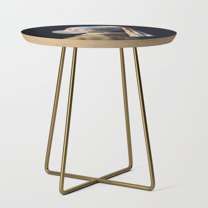 Girl with pearl earring blowing bubble gum Side Table Gallery Image 1
