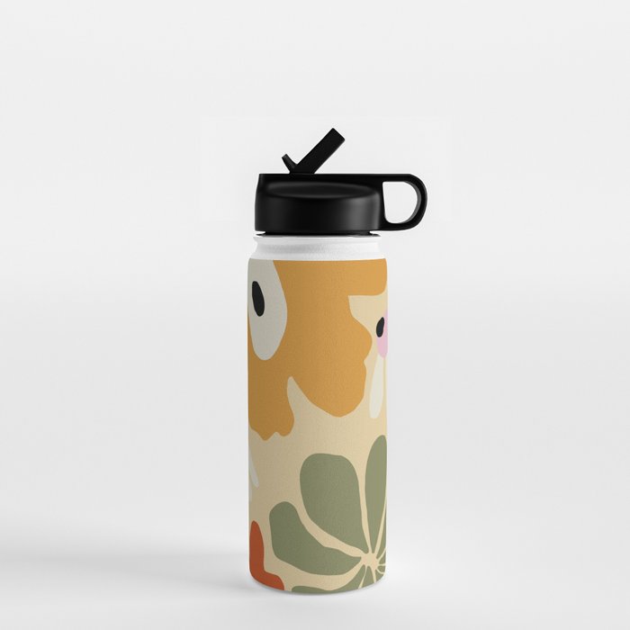 Retro abstract floral  Water Bottle Gallery Image 1