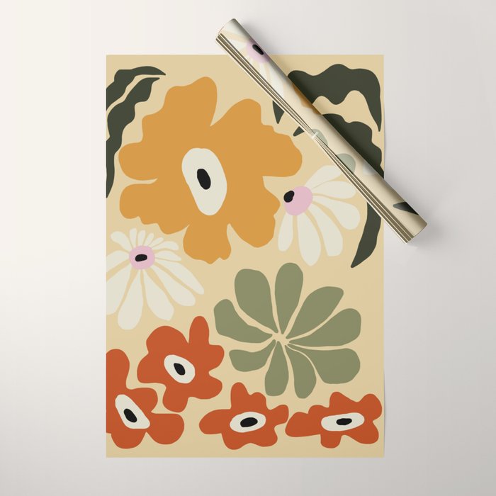 Retro abstract floral  Wrapping Paper Gallery Image 1