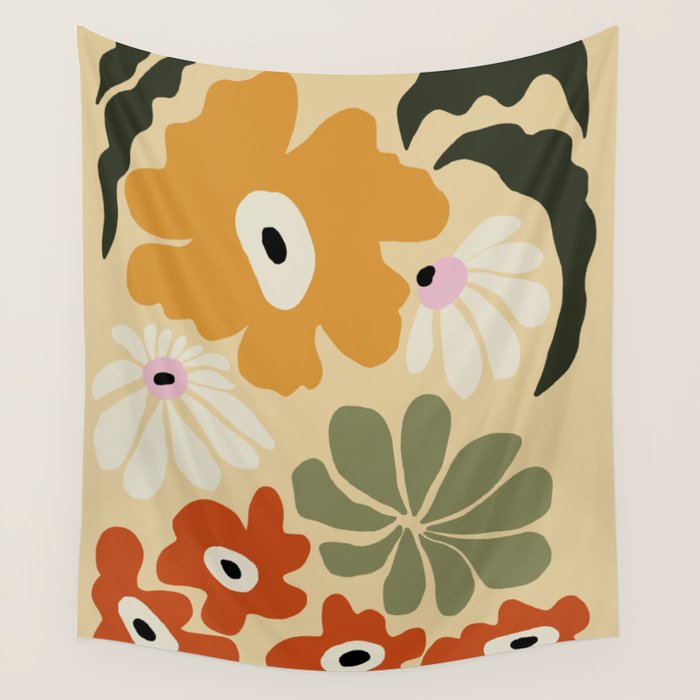 Retro abstract floral  Wall Tapestry Gallery Image 4