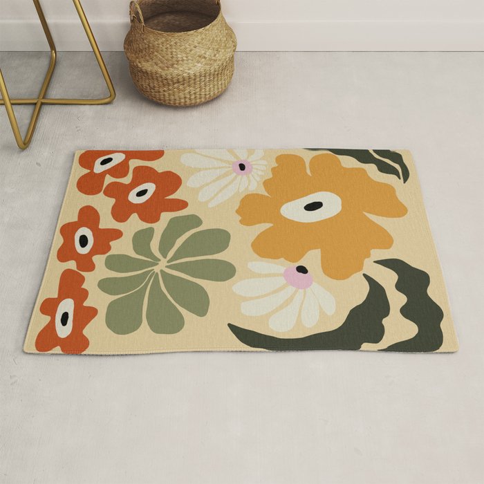 Retro abstract floral  Rug Gallery Image 1