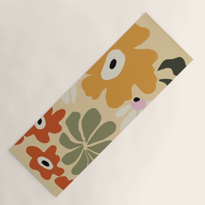 Retro abstract floral  Yoga Mat Gallery Image 1