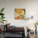 Retro abstract floral  Wood Wall Art Gallery Image 2