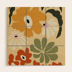 Retro abstract floral  Wood Wall Art Gallery Image 1