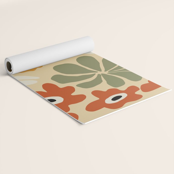 Retro abstract floral  Yoga Mat Gallery Image 2
