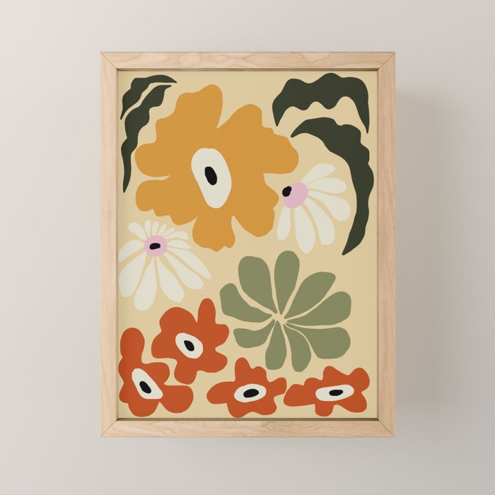 Retro abstract floral  Mini Art Print Gallery Image 1