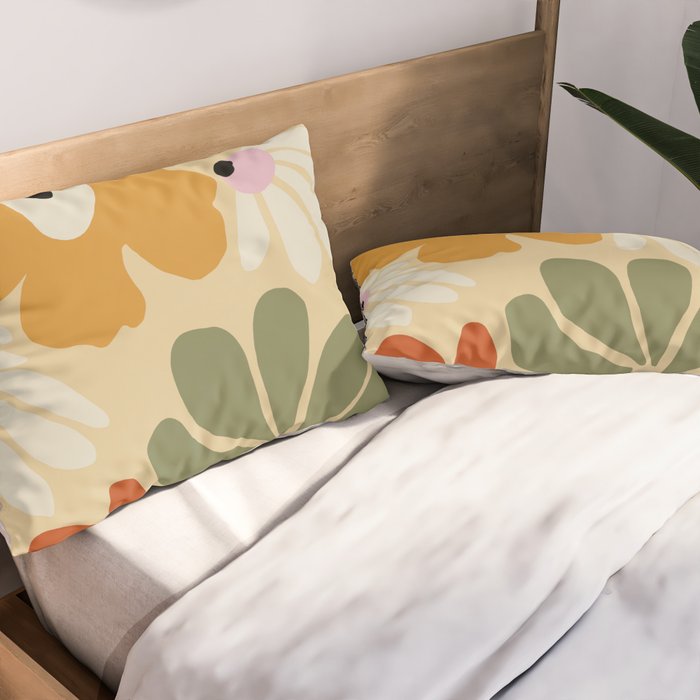 Retro abstract floral  Pillow Sham Gallery Image 2